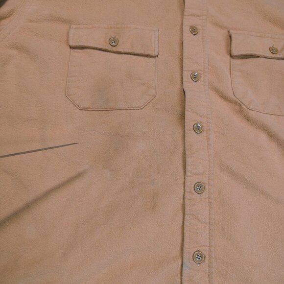 VINTAGE LL Bean Chamois Shirt Size XXL Tall Peach Long Sleeve Made in USA - Picture 7 of 10